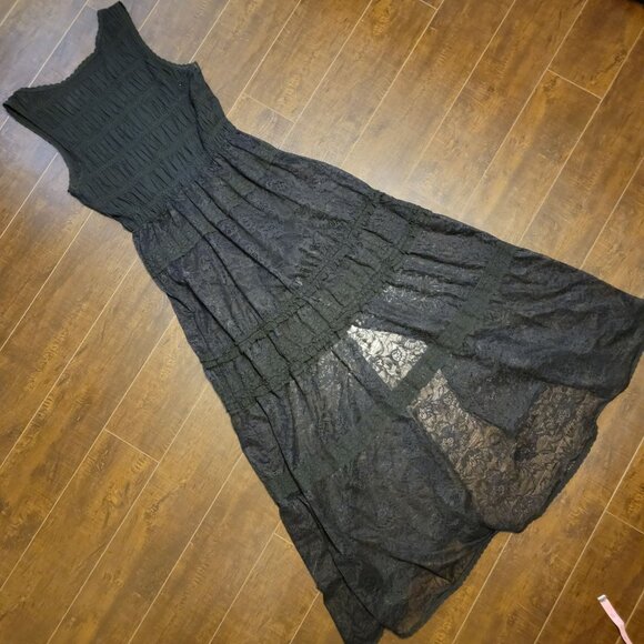 Free People Sweet Saloon Sleeveless Maxi Bodysuit Women L Lace Whimsical Castle - Picture 3 of 8
